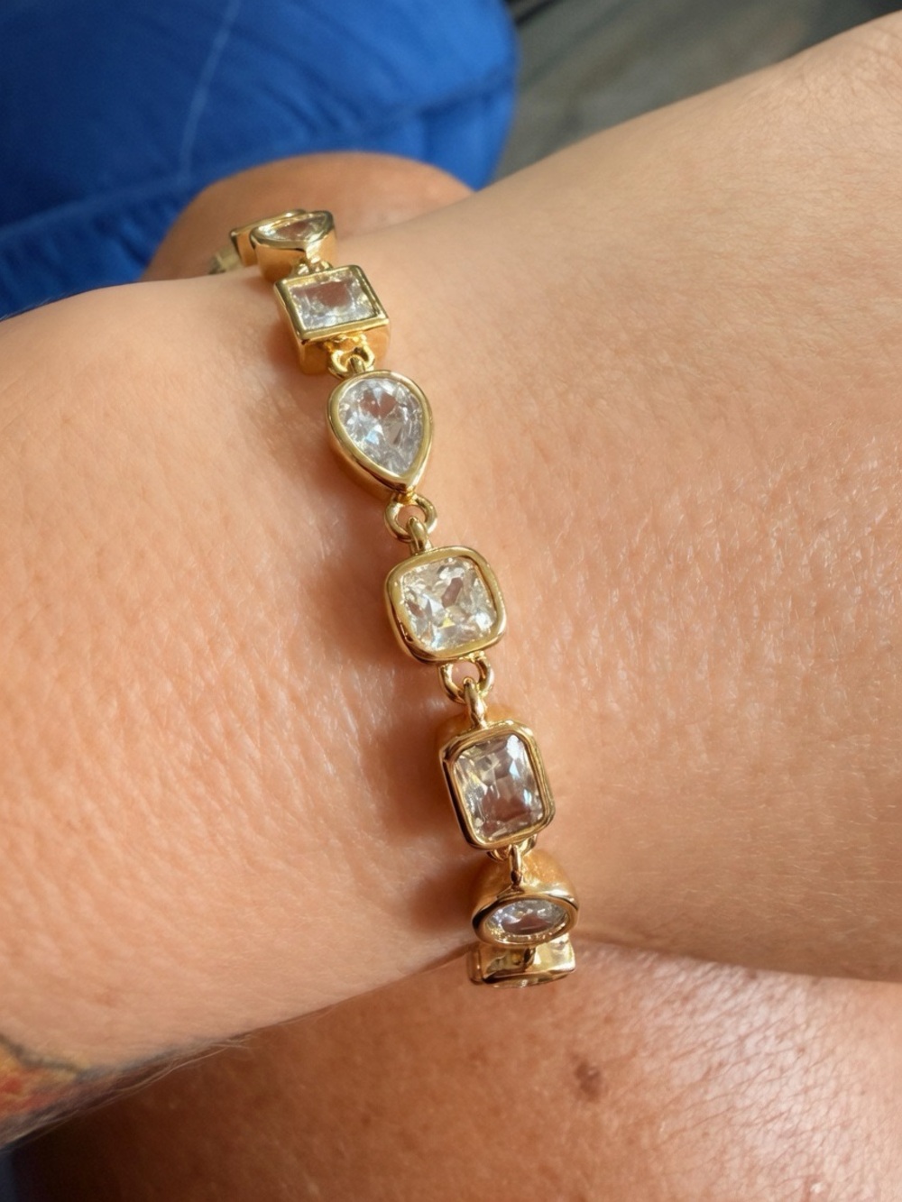 14kt Gold plated CZ Link Bracelet - Women's Jewelry
